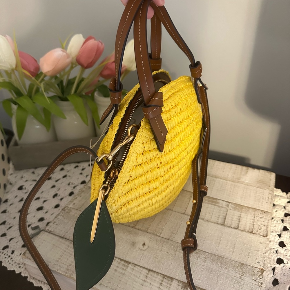 Nwt Kate spade lemon drop straw lemon crossbody bag - Picture 5 of 13